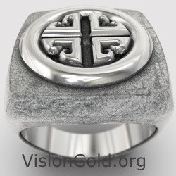 Men Christian Cross Signet Ring 0857