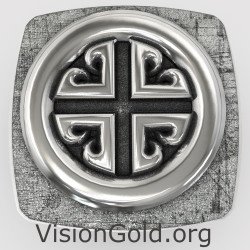 Men Christian Cross Signet Ring 0857