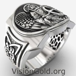 Bague Signet Saint Archange oxydée 0858