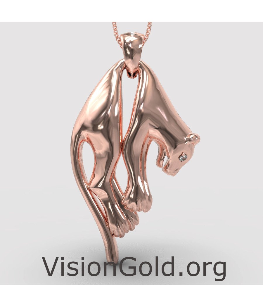 Pink Gold Panther Pendant 0247R