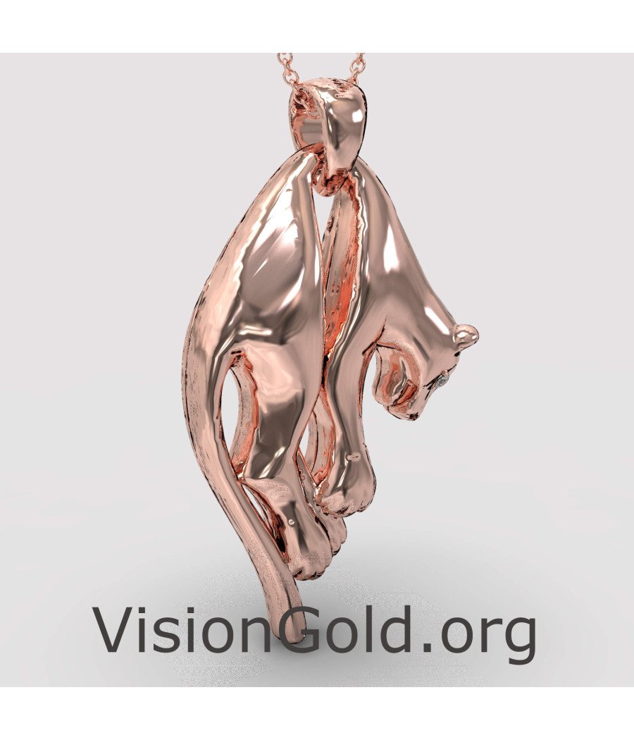 Pink Gold Panther Pendant 0247R