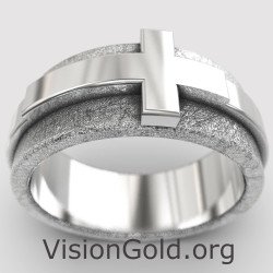 Rustikales Kreuz Herren Ring Band 0860