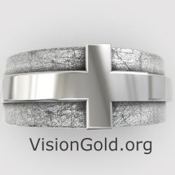 Rustic Cross Mens Ring Band 0860