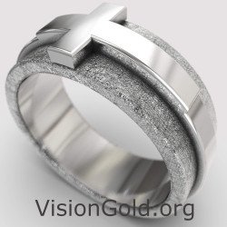 Rustic Cross Mens Ring Band 0860