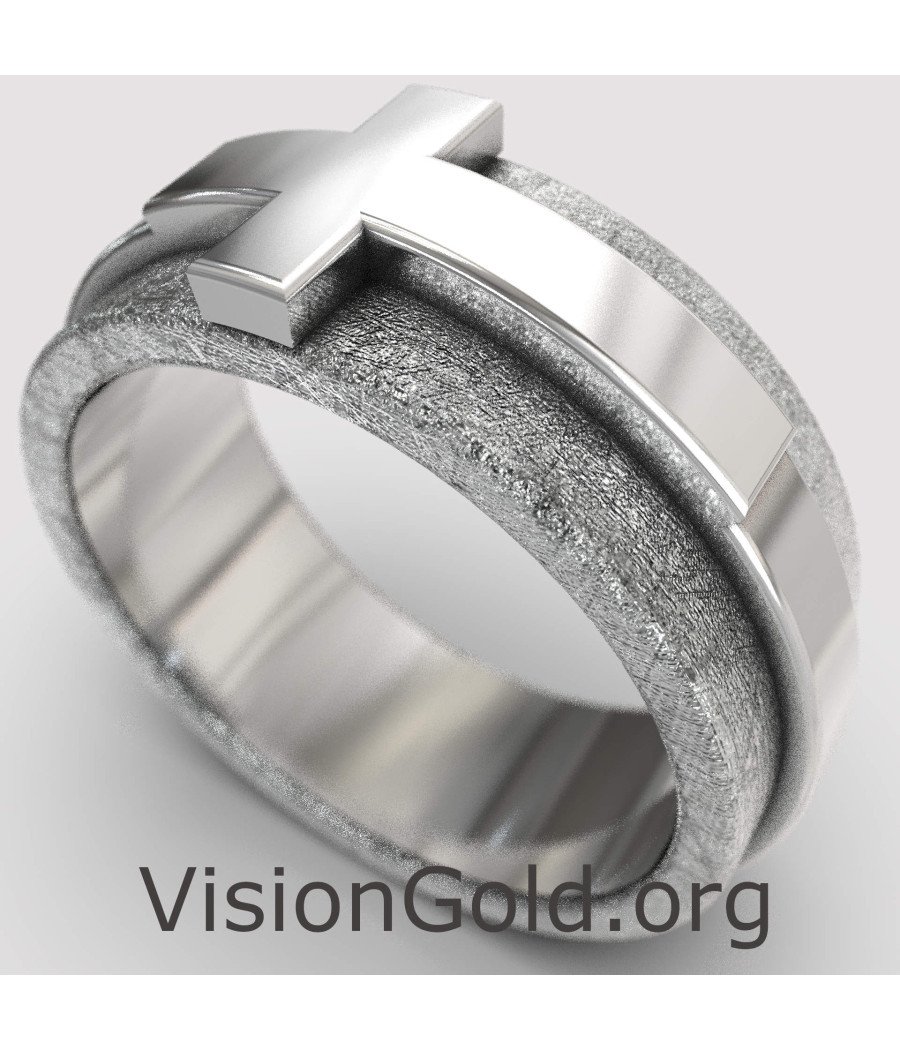 Rustic Cross Mens Ring Band 0860