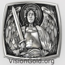 Signet Archangel Saint Michael Engraved Men Ring 0863