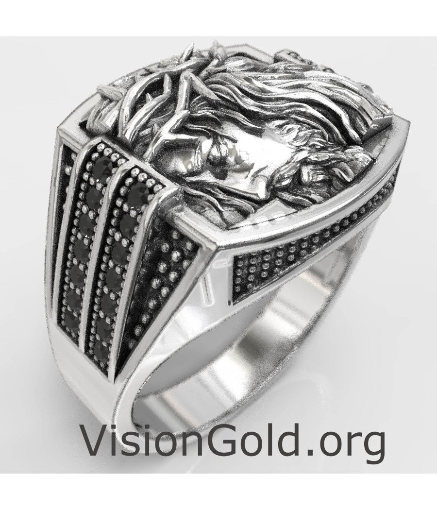 Signet Jesus Christ Silver Ring 0864