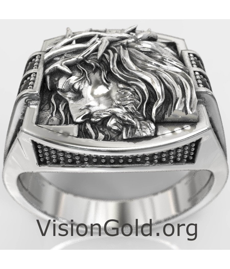 Signet Jesus Christ Silver Ring 0864