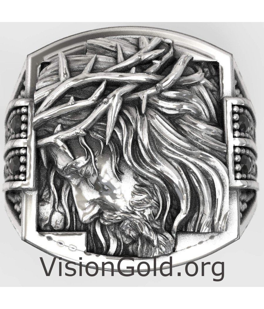 Серебряное кольцо Signet Jesus Christ 0864