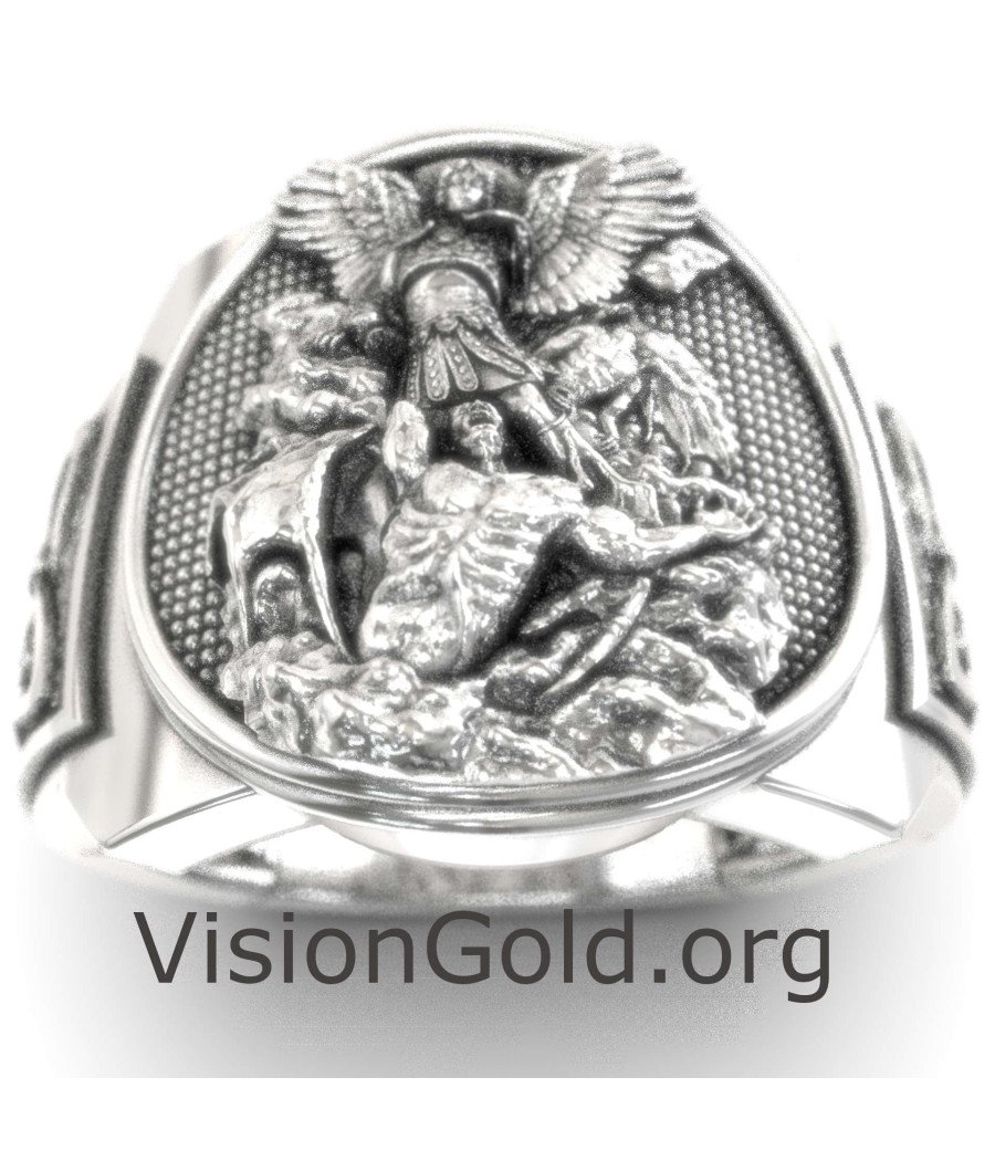 Saint Michael Christian Signet Ring 0871