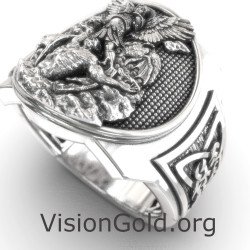 Saint Michael Christian Signet Ring 0871