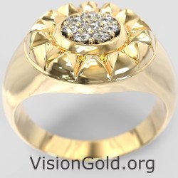 Pyramide Gold Sparkle Pinky Ring 1174K