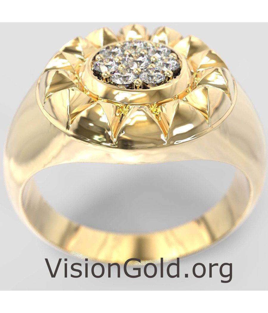 Pyramide Gold Sparkle Pinky Ring 1174K