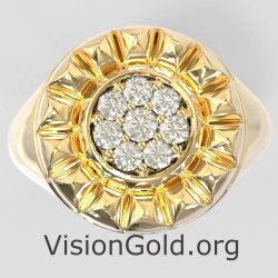 Pyramide Gold Sparkle Pinky Ring 1174K