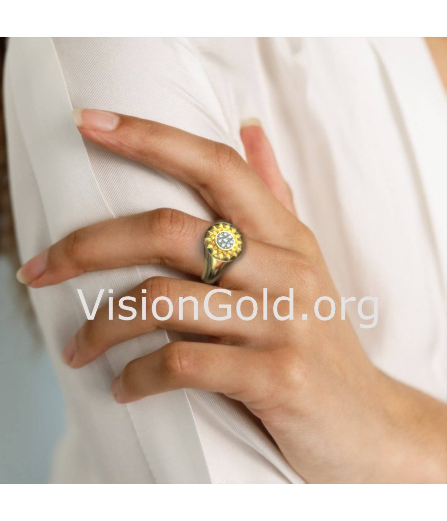 Pyramide Gold Sparkle Pinky Ring 1174K