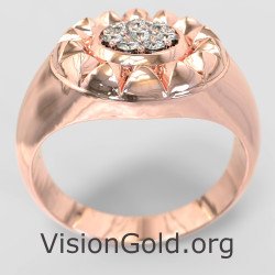 Ασημένιο Σεβαλιέ Δαχτυλίδι Σε Ροζ Χρυσό 1174R