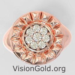 Pink Gold Signet Pinky Ring 1174R