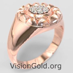 Ασημένιο Σεβαλιέ Δαχτυλίδι Σε Ροζ Χρυσό 1174R