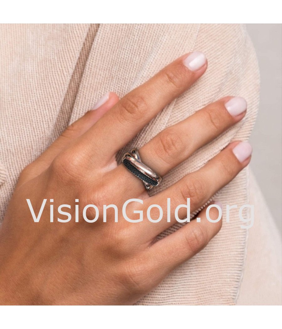 Criss Cross Pink Gold Sterling Silver Ring 1319RM