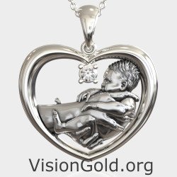 Heart Mom and Child Necklace 0851L
