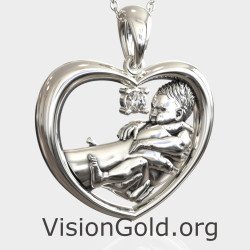 Heart Mom and Child Necklace 0851L