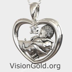 Heart Mom and Child Necklace 0851L