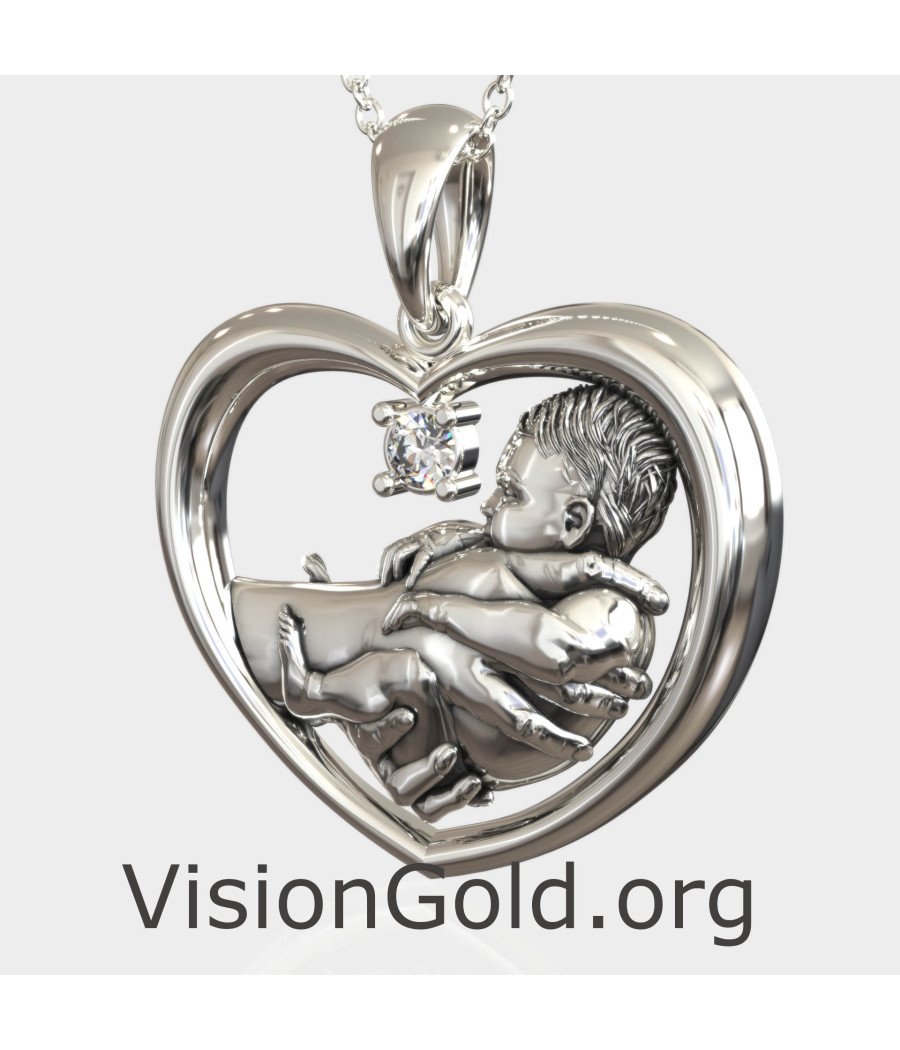 Heart Mom and Child Necklace 0851L