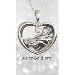 Heart Mom and Child Necklace 0851L