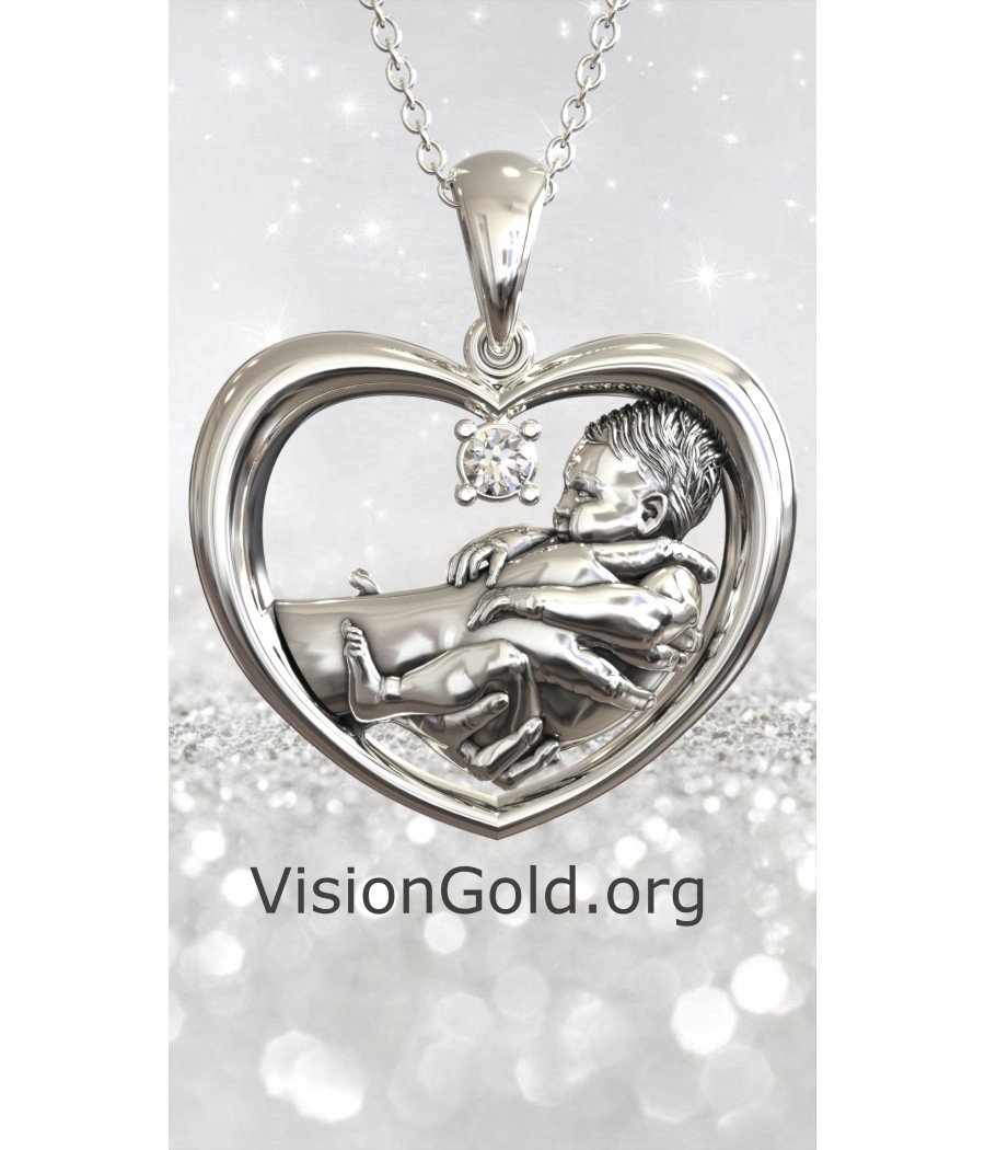 Heart Mom and Child Necklace 0851L