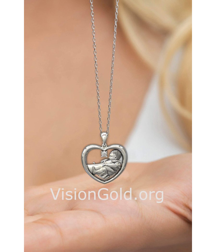 Heart Mom and Child Necklace 0851L