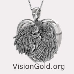 Angel Mother Child Pendant Necklace 0834L