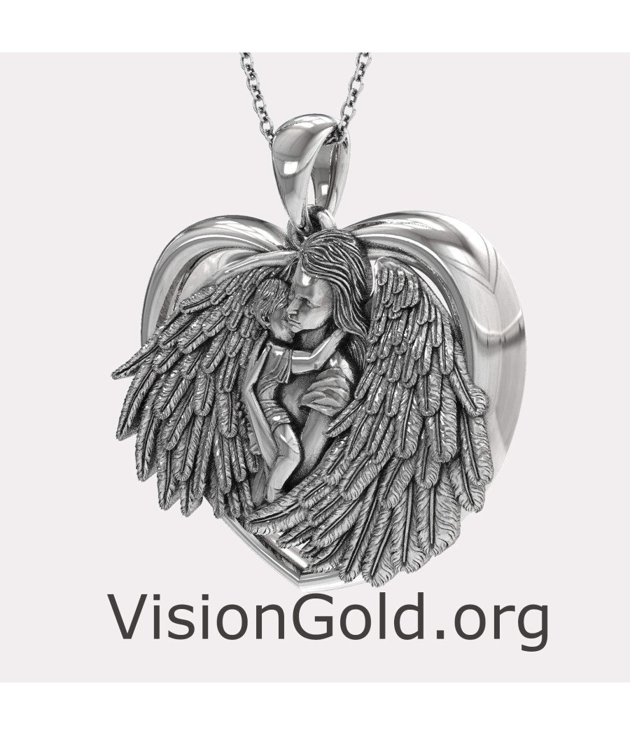 Angel Mother Child Pendant Necklace 0834L