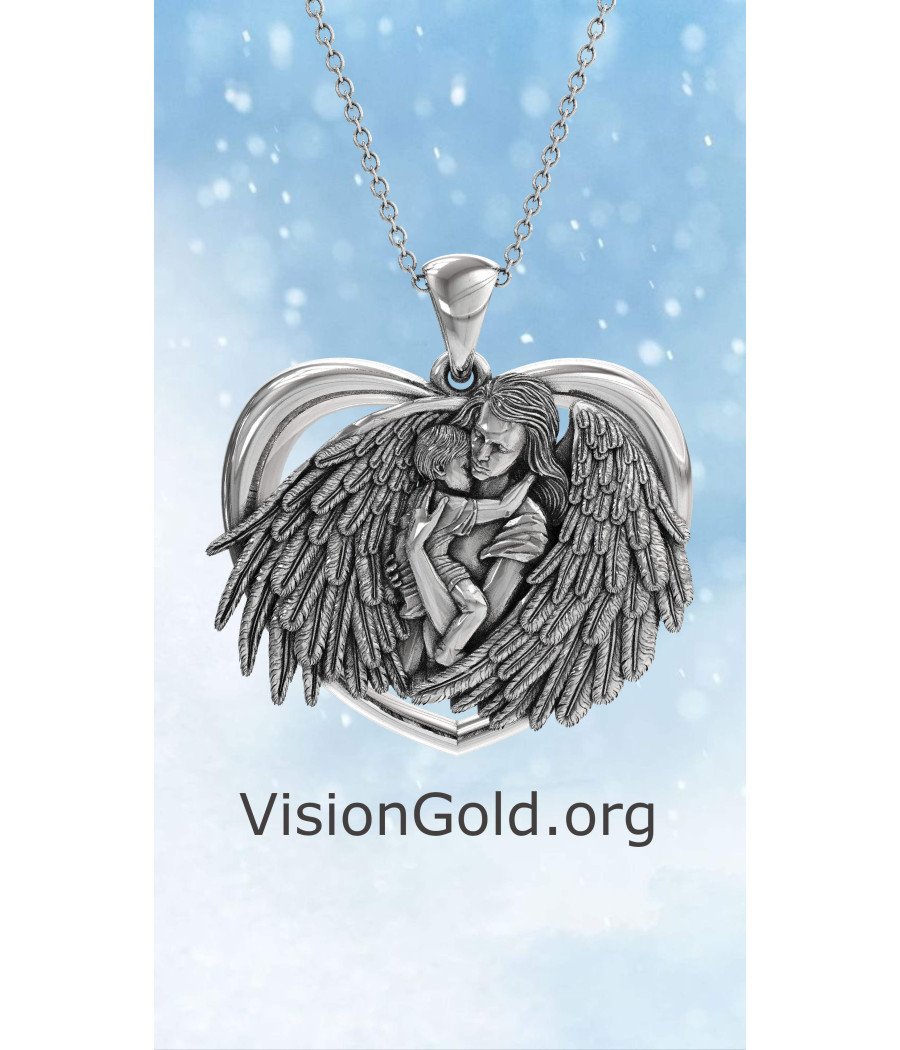 Angel Mother Child Pendant Necklace 0834L