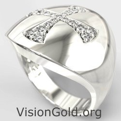 Signet Chevalier Kreuz Ring 0474LLP