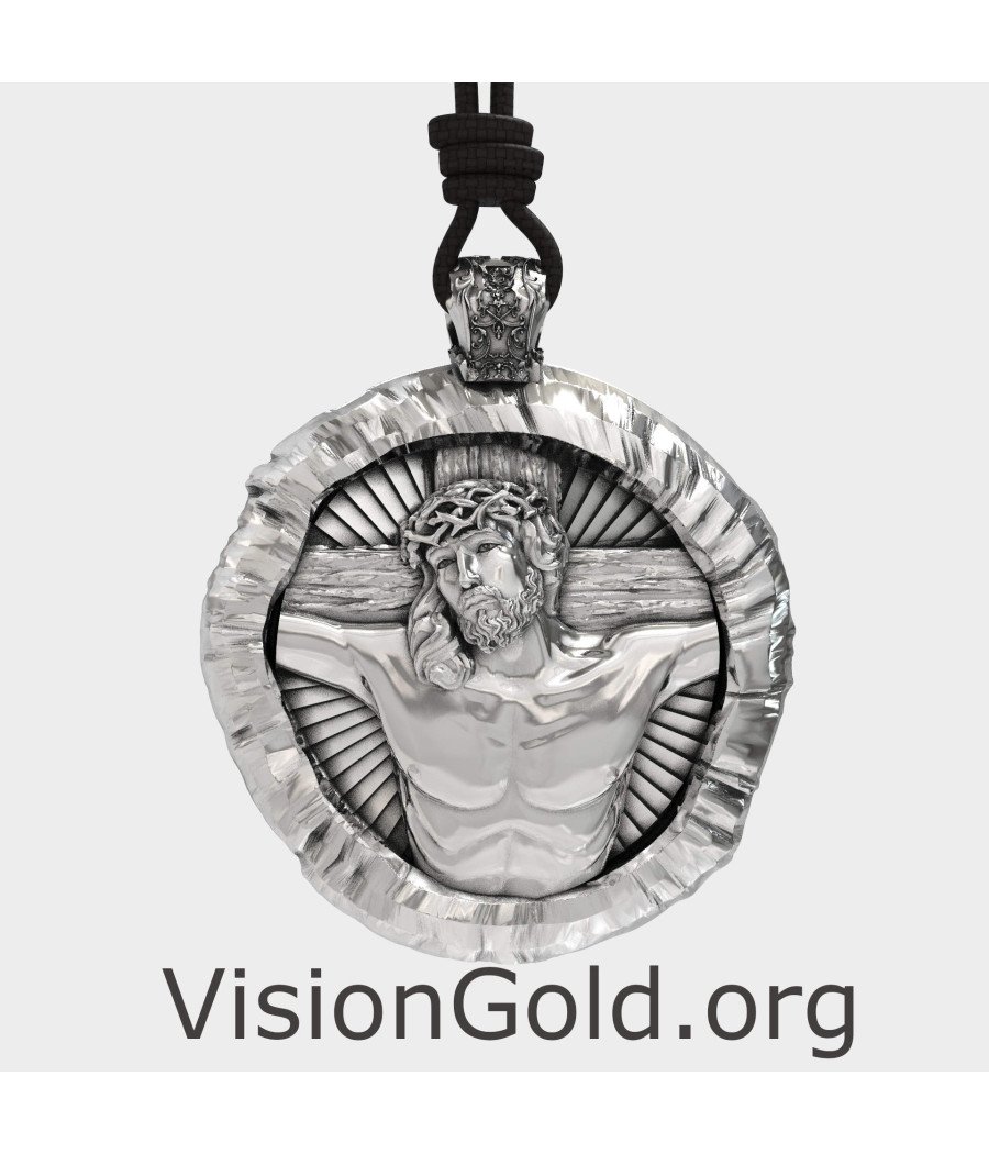 Silver Jesus Pendant Necklace 0422