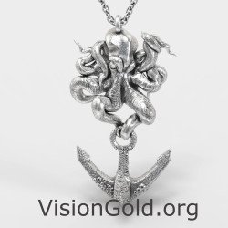 Gothic Vintage Kraken Anchor Pendant Necklace 0404