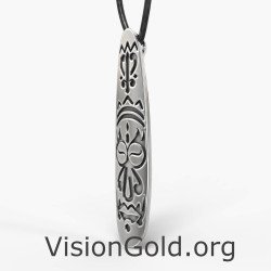 Mens Silver Totem Pendant Necklace 0042