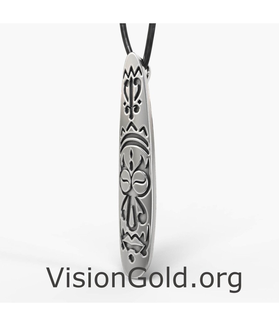 Mens Silver Totem Pendant Necklace 0042