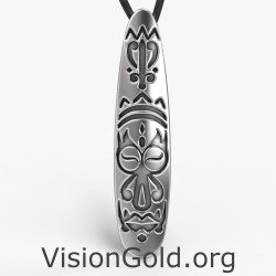 Mens Silver Totem Pendant Necklace 0042