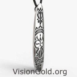 Mens Silver Totem Pendant Necklace 0042