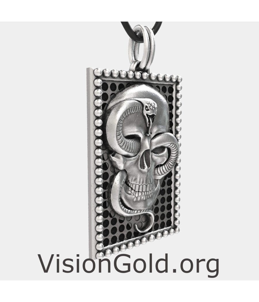 Skull Snake Mens Pendant Necklace 0092