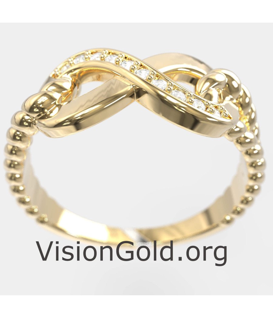 Серебряное кольцо Бесконечность из желтого золота 0702K