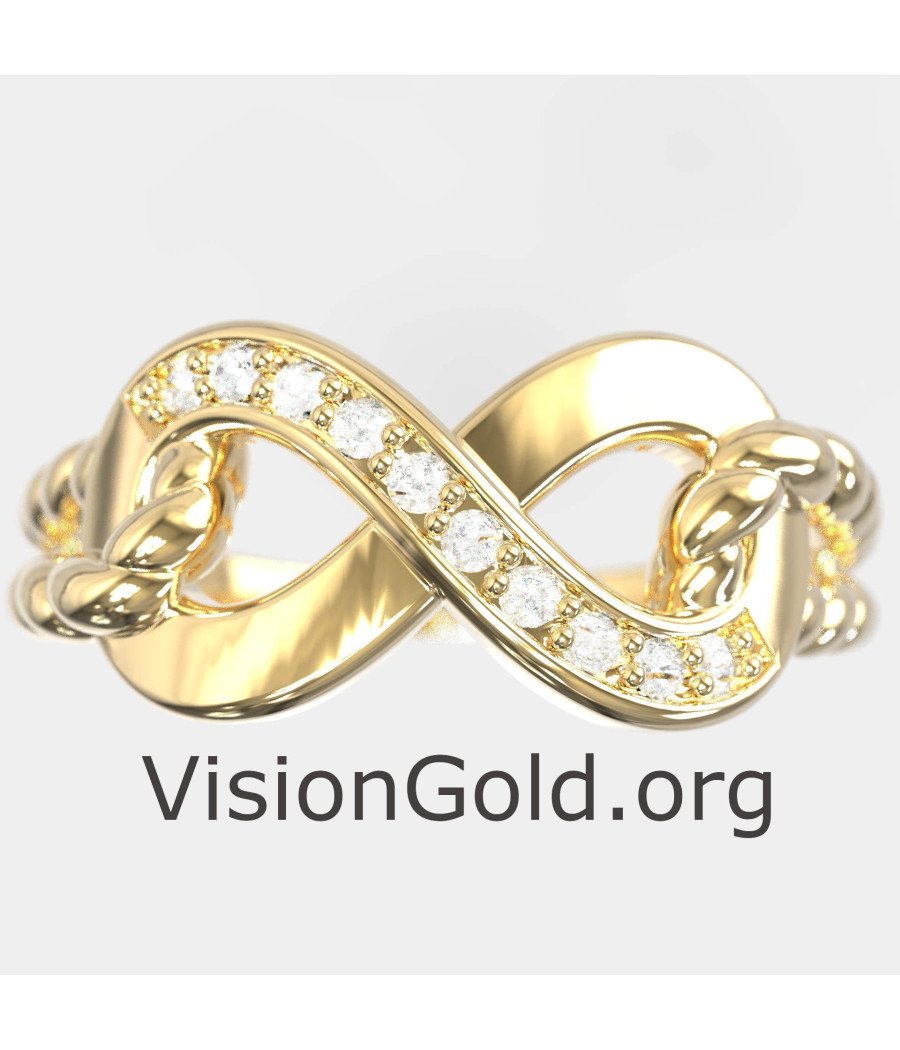 Yellow Gold Silver Infinity Ring 0702K