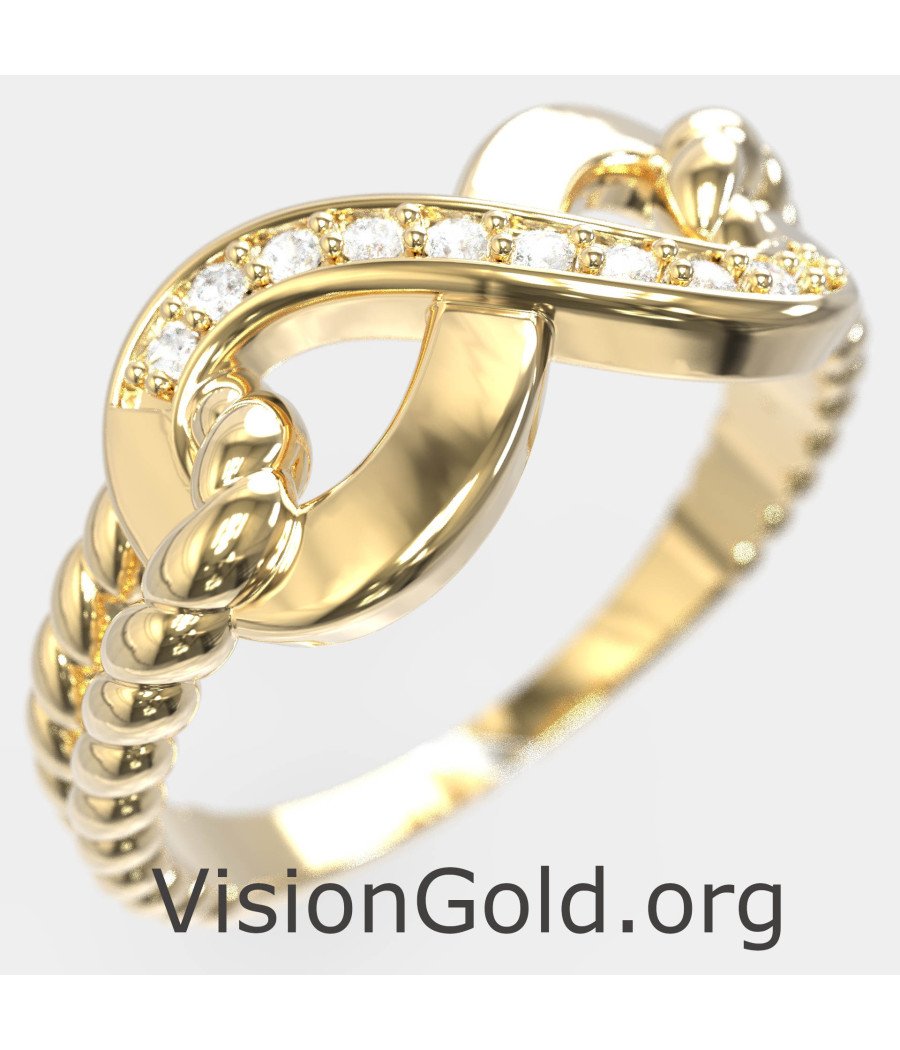 Anillo Infinito Oro Amarillo Plata 0702K