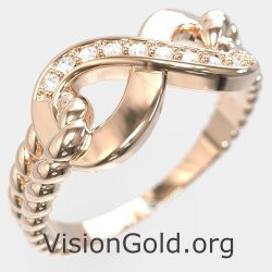Δαχτυλίδι Άπειρο Ροζ Χρυσό 0702R