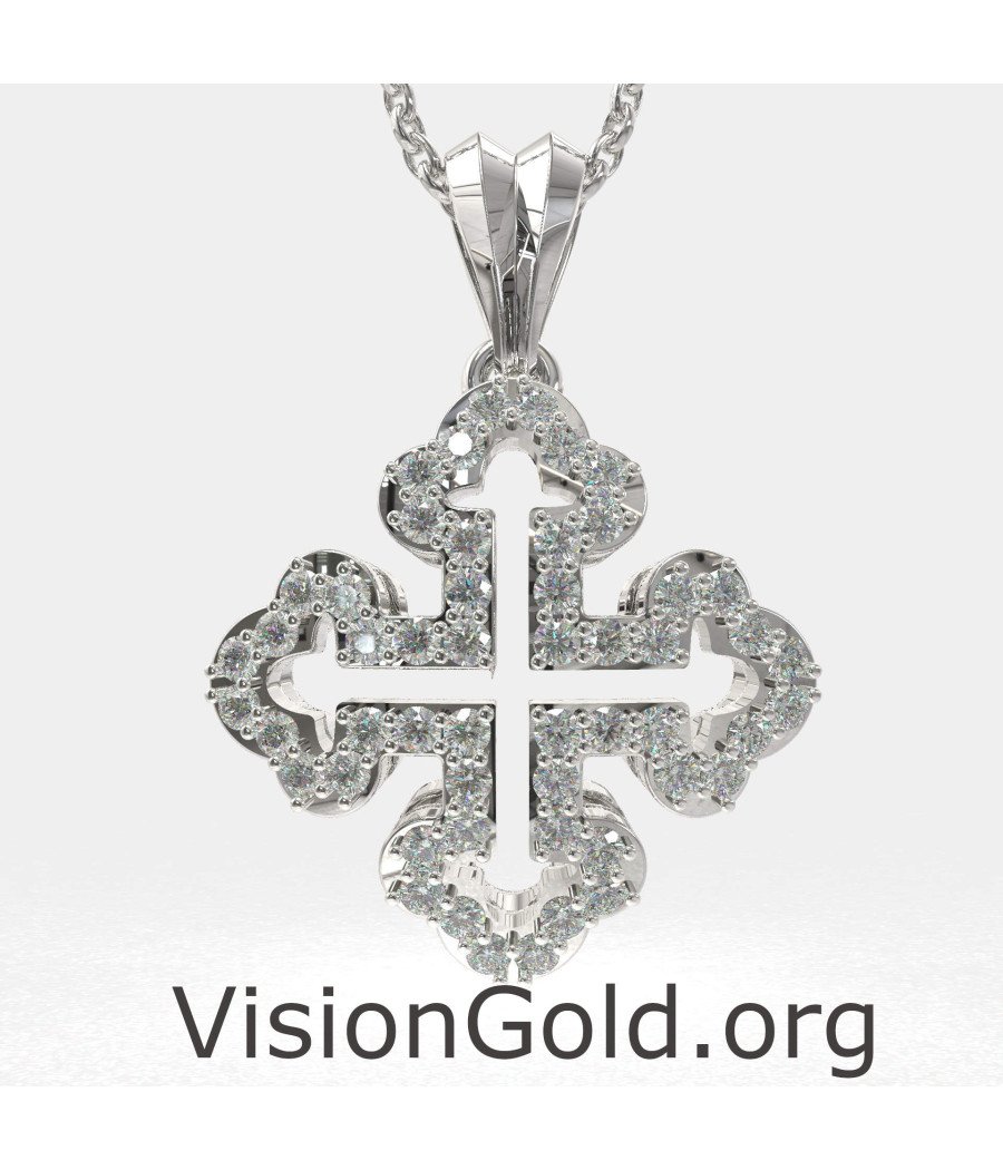 14K White Gold Small Cross Pendant 0092LAP