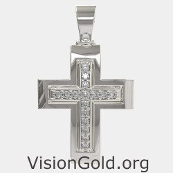 White Gold Christening Cross 0042L