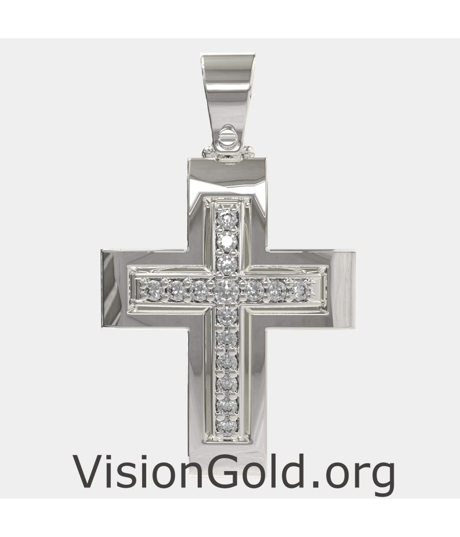 White Gold Christening Cross 0042L