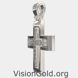 White Gold Christening Cross 0042L