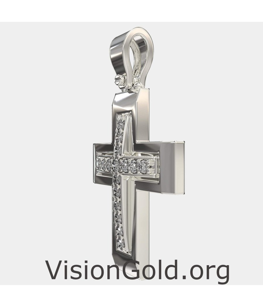 White Gold Christening Cross 0042L